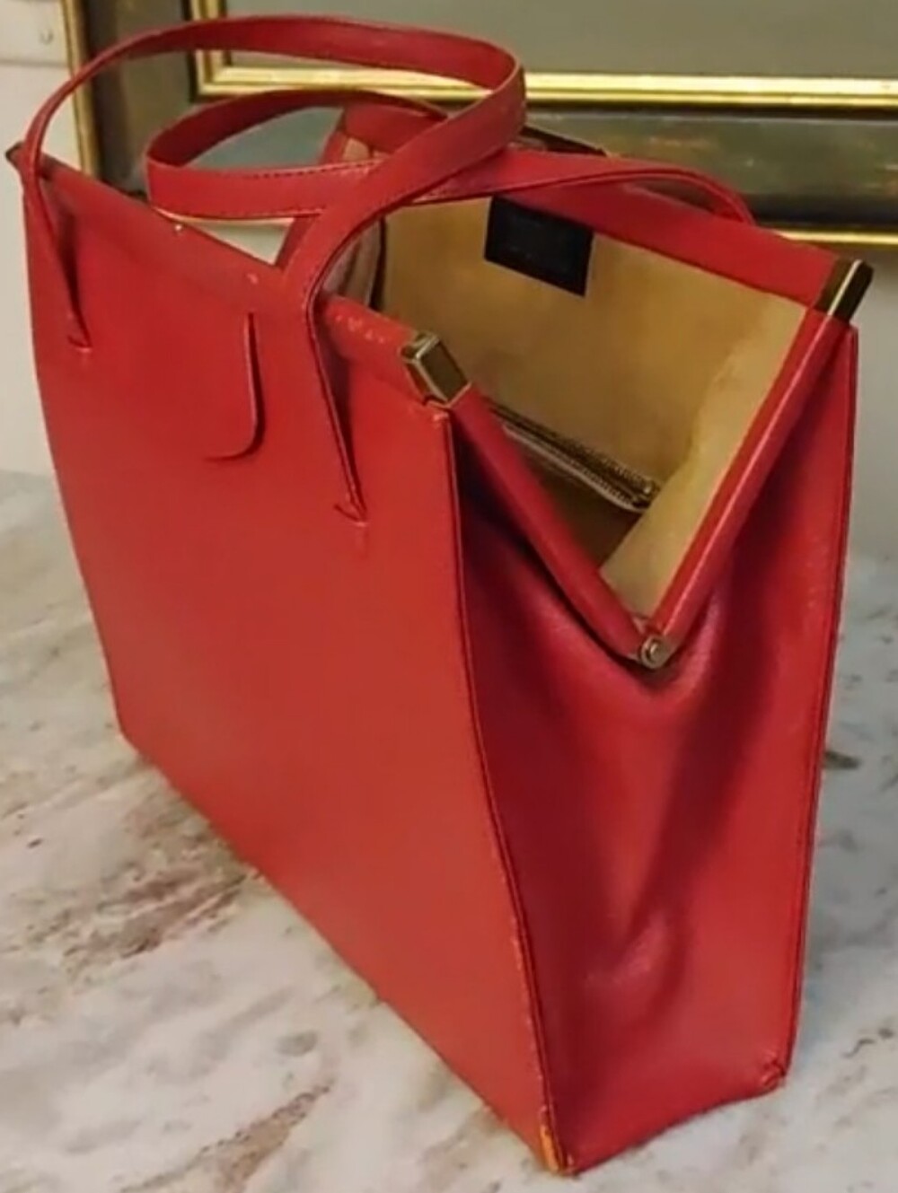 VTG Whitbey For Macy's California Red Leather Purse, 1950s